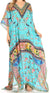 Sakkas Anahi Flowy Design V Neck Long Caftan Dress / Cover Up With Rhinestone