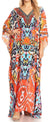 Sakkas Anahi Flowy Design V Neck Long Caftan Dress / Cover Up With Rhinestone