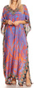 Sakkas Anahi Flowy Design V Neck Long Caftan Dress / Cover Up With Rhinestone