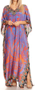 Sakkas Anahi Flowy Design V Neck Long Caftan Dress / Cover Up With Rhinestone