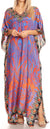 Sakkas Anahi Flowy Design V Neck Long Caftan Dress / Cover Up With Rhinestone