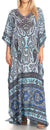 Sakkas Anahi Flowy Design V Neck Long Caftan Dress / Cover Up With Rhinestone