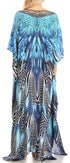 Sakkas Anahi Flowy Design V Neck Long Caftan Dress / Cover Up With Rhinestone