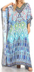 Sakkas Anahi Flowy Design V Neck Long Caftan Dress / Cover Up With Rhinestone