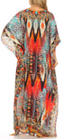 Sakkas Anahi Flowy Design V Neck Long Caftan Dress / Cover Up With Rhinestone