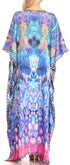 Sakkas Anahi Flowy Design V Neck Long Caftan Dress / Cover Up With Rhinestone