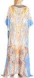 Sakkas Anahi Flowy Design V Neck Long Caftan Dress / Cover Up With Rhinestone