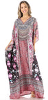 Sakkas Anahi Flowy Design V Neck Long Caftan Dress / Cover Up With Rhinestone