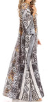 Sakkas Anahi Flowy Design V Neck Long Caftan Dress / Cover Up With Rhinestone