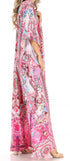 Sakkas Anahi Flowy Design V Neck Long Caftan Dress / Cover Up With Rhinestone