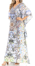 Sakkas Anahi Flowy Design V Neck Long Caftan Dress / Cover Up With Rhinestone