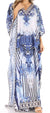 Sakkas Anahi Flowy Design V Neck Long Caftan Dress / Cover Up With Rhinestone