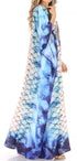 Sakkas Anahi Flowy Design V Neck Long Caftan Dress / Cover Up With Rhinestone