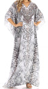 Sakkas Anahi Flowy Design V Neck Long Caftan Dress / Cover Up With Rhinestone