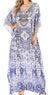 Sakkas Anahi Flowy Design V Neck Long Caftan Dress / Cover Up With Rhinestone