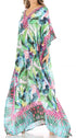 Sakkas Anahi Flowy Design V Neck Long Caftan Dress / Cover Up With Rhinestone