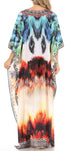 Sakkas Anahi Flowy Design V Neck Long Caftan Dress / Cover Up With Rhinestone