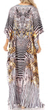 Sakkas Anahi Flowy Design V Neck Long Caftan Dress / Cover Up With Rhinestone