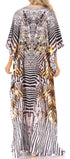 Sakkas Anahi Flowy Design V Neck Long Caftan Dress / Cover Up With Rhinestone