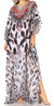 Sakkas Anahi Flowy Design V Neck Long Caftan Dress / Cover Up With Rhinestone
