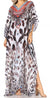 Sakkas Anahi Flowy Design V Neck Long Caftan Dress / Cover Up With Rhinestone