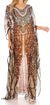 Sakkas Wilder Printed Design Long Sheer Rhinestone Caftan Dress / Cover Up