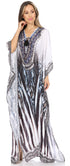 Sakkas Georgettina Flowy Rhinestone V Neck Long Caftan Dress/Cover Up