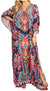 Sakkas Georgettina 2025 Flowy Rhinestone V Neck Long Caftan Dress / Cover Up