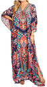 Sakkas Georgettina 2025 Flowy Rhinestone V Neck Long Caftan Dress / Cover Up