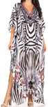 Sakkas Georgettina Flowy Rhinestone V Neck Long Caftan Dress/Cover Up