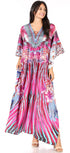 Sakkas Georgettina Flowy Rhinestone V Neck Long Caftan Dress/Cover Up