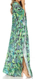 Sakkas Georgettina Flowy Rhinestone V Neck Long Caftan Dress/Cover Up
