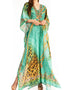 Sakkas Georgettina Flowy Rhinestone V Neck Long Caftan Dress/Cover Up