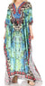 Sakkas Georgettina Flowy Rhinestone V Neck Long Caftan Dress/Cover Up