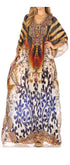 Sakkas Georgettina Flowy Rhinestone V Neck Long Caftan Dress/Cover Up