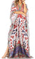Sakkas Georgettina Flowy Rhinestone V Neck Long Caftan Dress/Cover Up