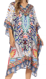 Sakkas MiuMiu Ligthweight Summer Printed Short Caftan Dress / Cover Up
