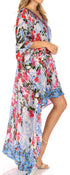 Sakkas Laisson Flowy Hi Low Caftan Rhinestone Boxy V Neck Dress Top Cover / Up