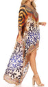 Sakkas Laisson Flowy Hi Low Caftan Rhinestone Boxy V Neck Dress Top Cover / Up