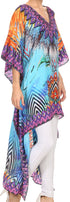 Sakkas Laisson Flowy Hi Low Caftan Rhinestone Boxy V Neck Dress Top Cover / Up