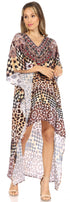 Sakkas Laisson Flowy Hi Low Caftan Rhinestone Boxy V Neck Dress Top Cover / Up