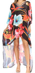 Sakkas Laisson Flowy Hi Low Caftan Rhinestone Boxy V Neck Dress Top Cover / Up