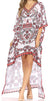 Sakkas Laisson Flowy Hi Low Caftan Rhinestone Boxy V Neck Dress Top Cover / Up