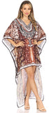 Sakkas Laisson Flowy Hi Low Caftan Rhinestone Boxy V Neck Dress Top Cover / Up