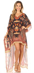Sakkas Laisson Flowy Hi Low Caftan Rhinestone Boxy V Neck Dress Top Cover / Up