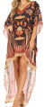 Sakkas Laisson Flowy Hi Low Caftan Rhinestone Boxy V Neck Dress Top Cover / Up