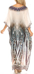 Sakkas Laisson Flowy Hi Low Caftan Rhinestone Boxy V Neck Dress Top Cover / Up