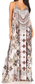 Sakkas Sofia Women's Spaghetti Strap V-neck Floral Print Summer Casual Maxi Dress