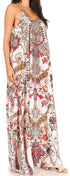 Sakkas Sofia Women's Spaghetti Strap V-neck Floral Print Summer Casual Maxi Dress