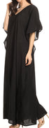 Sakkas Favi Womens Casual Long Maxi Dress Caftan Cover Up Loungewear in Rayon